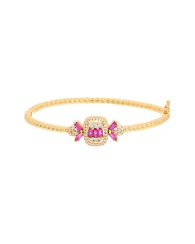 Juvell 18k Plated Red Garnet Cz Bangle Bracelet