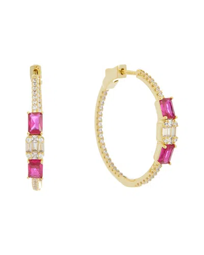 Juvell 18k Plated Red Topaz Cz Earrings In Gold
