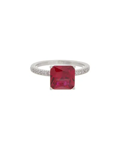 Juvell 18k Plated Red Topaz Cz Ring In Metallic