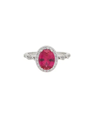 Juvell 18k Plated Red Topaz Cz Ring In Metallic