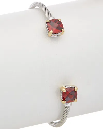 Juvell 18k Plated Red Topaz Twisted Cable Bangle