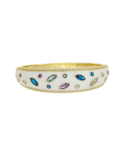 Juvell 18k Plated Topaz Cz Bangle Bracelet In Gold