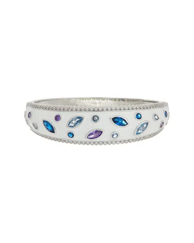 Juvell 18k Plated Topaz Cz Bangle Bracelet In Metallic