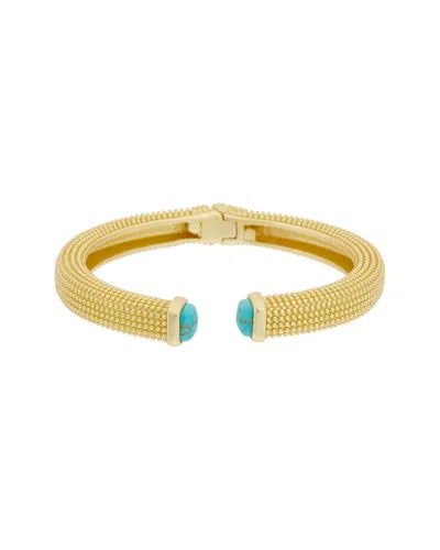 Juvell 18k Plated Turquoise Bangle Bracelet In Gold