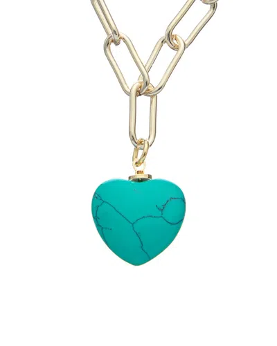 Juvell 18k Plated Turquoise Heart Lariat Necklace