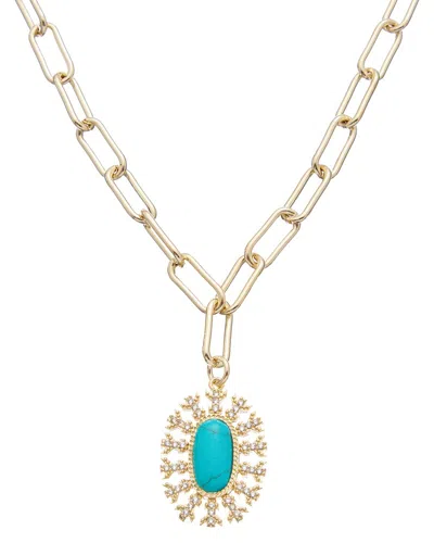 Juvell 18k Plated Turquoise Necklace In Gold