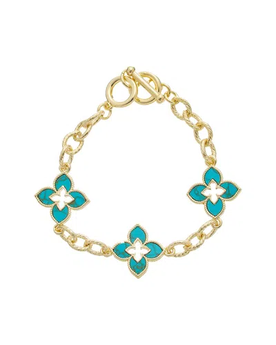 Juvell 18k Plated Turquoise Toggle Bracelet In Gold