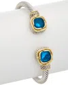 Juvell 18k Two-tone Plated Blue Topaz Twisted Cable Bangle