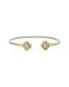 Juvell 18k Two-tone Plated Cz Twisted Cable Bangle Bracelet