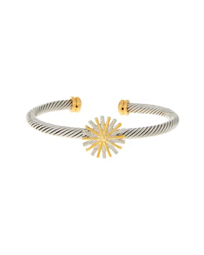 Juvell 18k Two-tone Plated Cz Twisted Cable Bangle Bracelet