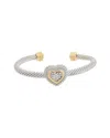Juvell 18k Two-tone Plated Cz Twisted Cable Bangle Bracelet