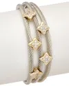 Juvell 18k Two-tone Plated Cz Twisted Cable Cuff Bracelet
