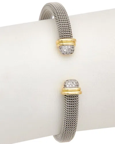 Juvell 18k Two-tone Plated Cz Twisted Cable Cuff Bracelet