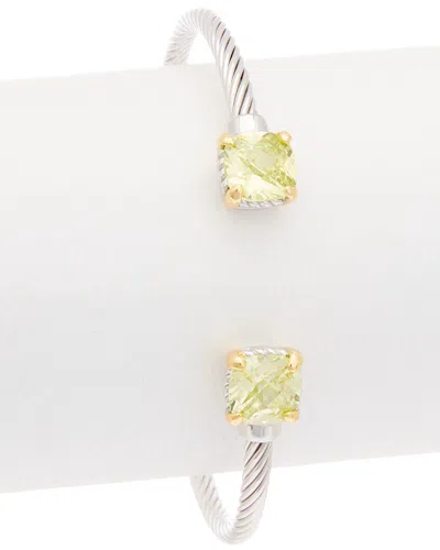 Juvell 18k Two-tone Plated Green Peridot Bangle