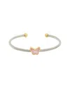 Juvell 18k Two-tone Plated Diamond Pearl Twisted Cable Butterfly Cuff Bracelet