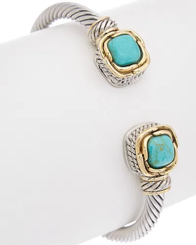 Juvell 18k Two-tone Plated Turquoise Bangle