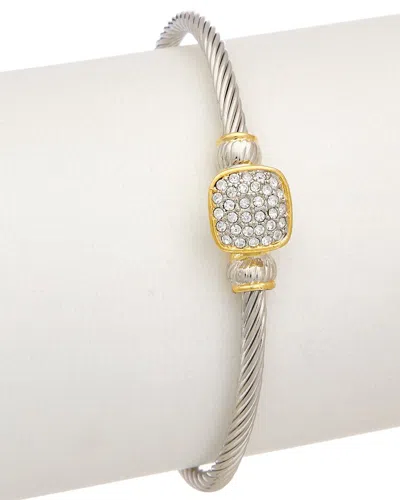 Juvell 18k Two-tone Plated Cz Twisted Cable Cuff In Metallic