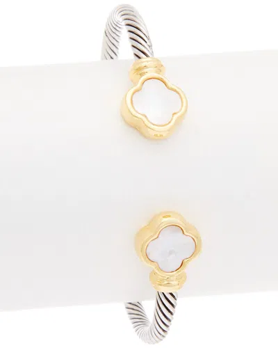 Juvell 18k Two-tone Plated Mother-of-pearl Bangle In Metallic