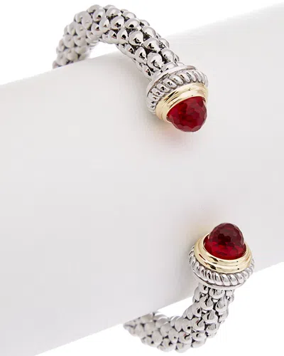 Juvell 18k Two-tone Plated Red Topaz Cuff In Metallic