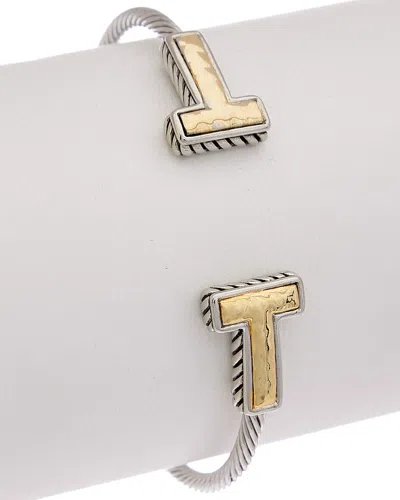 Juvell 18k Two-tone Plated Twisted Cable Flexible Bangle In Gold