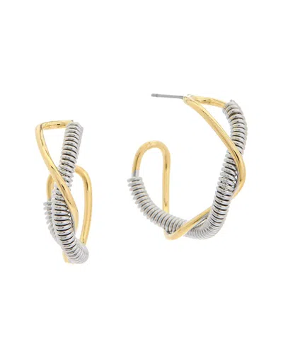 Juvell 18k Two-tone Plated Twisted Hoops In Silver