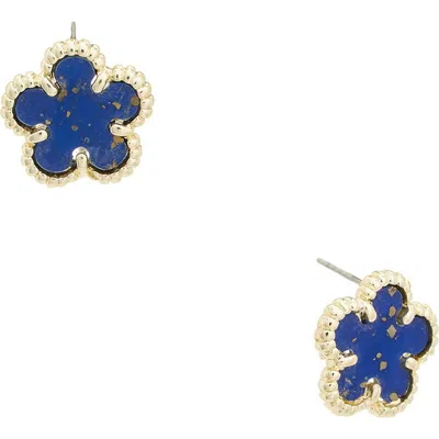 Juvell Agate Flower Stud Earrings In Gold