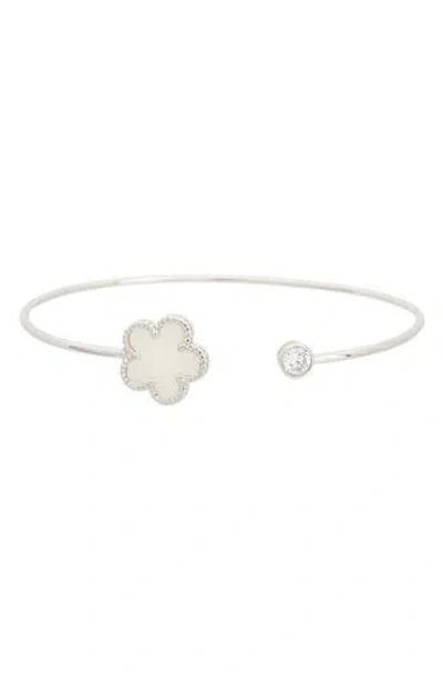 Juvell 18k Plated Pearl Cz Cuff Bangle Bracelet In Metallic