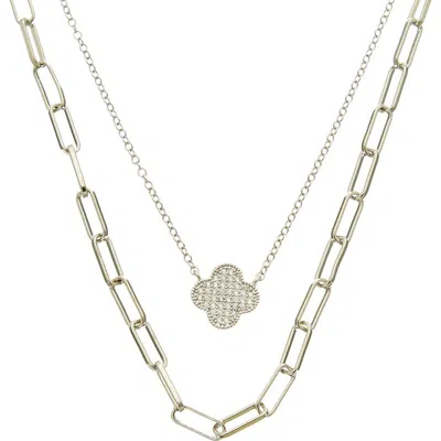Juvell Clover Layered Link Necklace In Silver