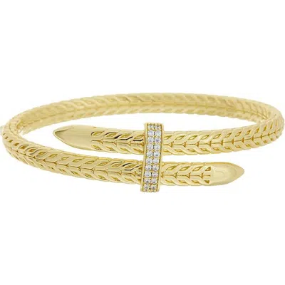 Juvell Cubic Zirconia Chevron Bypass Bangle In Gold