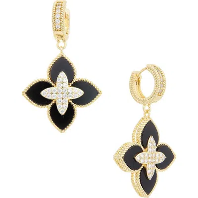 Juvell Cubic Zirconia Clover Drop Huggie Hoop Earrings In Multi