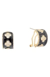 Juvell Cubic Zirconia Clover Enamel Huggie Hoop Earrings In Yellow