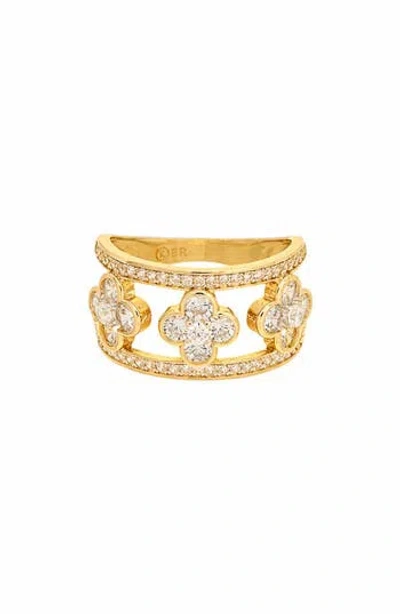 Juvell Cubic Zirconia Clover Ring In Gold