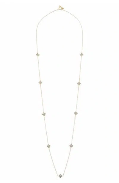 Juvell Cubic Zirconia Clover Station Chain Long Necklace In Gold