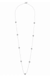 Juvell Cubic Zirconia Clover Station Chain Long Necklace In Silver