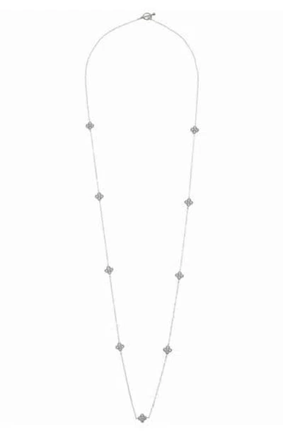 Juvell Cubic Zirconia Clover Station Chain Long Necklace In Silver