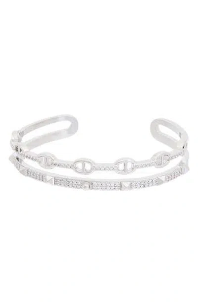 Juvell Cubic Zirconia Cuff Bracelet In Silver