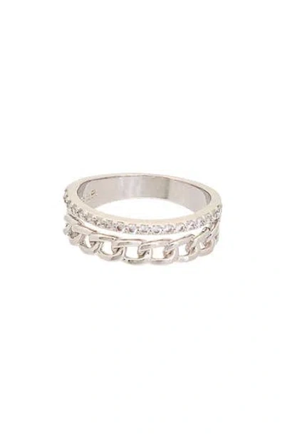Juvell Cubic Zirconia Curb Link Band Ring In Metallic