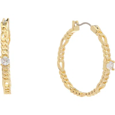 Juvell Cubic Zirconia Figaro Chain Hoop Earrings In Yellow