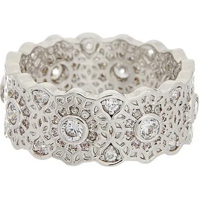 Juvell Cubic Zirconia Filigree Eternity Ring In Silver