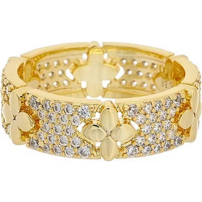 Juvell Cubic Zirconia Floral Band Ring In Gold