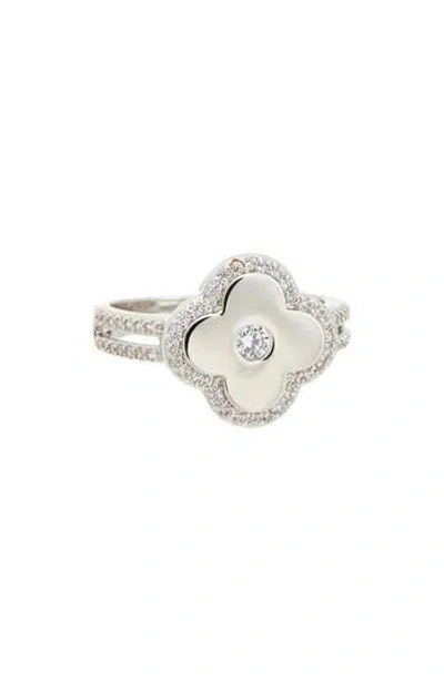 Juvell Cubic Zirconia Flower Ring In Metallic