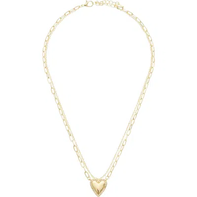 Juvell Cubic Zirconia Heart Pendant Necklace In Yellow