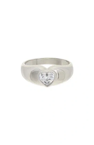 Juvell Cubic Zirconia Heart Ring In Silver