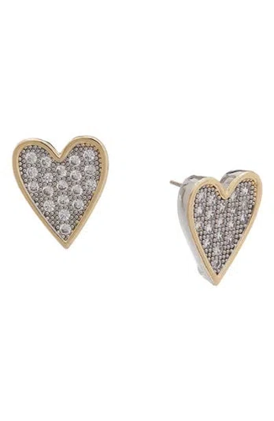 Juvell Cubic Zirconia Heart Stud Earrings In Yellow