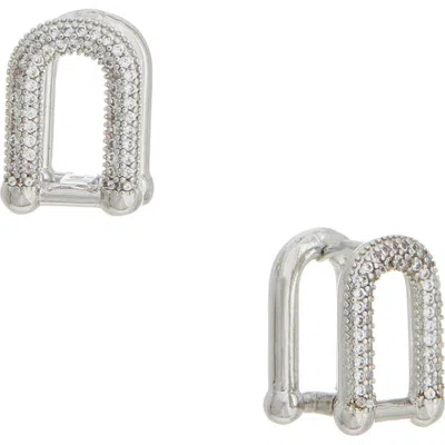 Juvell Cubic Zirconia Huggie Hoop Earrings In Green