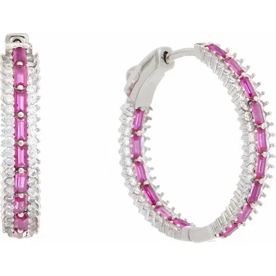 Juvell Cubic Zirconia Inside Out Hoop Earrings In Pink