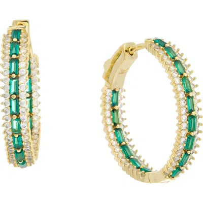Juvell Cubic Zirconia Inside Out Hoop Earrings In Yellow/ Green