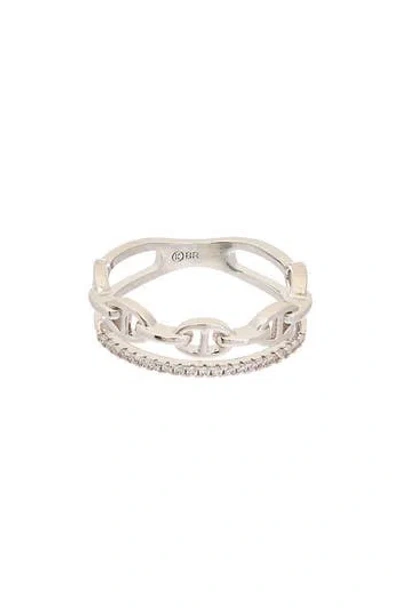 Juvell Cubic Zirconia Mariner Link Band Ring In Silver