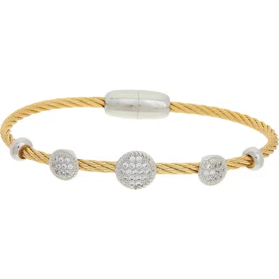 Juvell Cubic Zirconia Pavé Station Cable Bangle In Yellow
