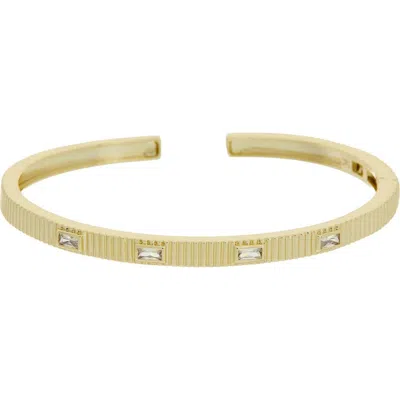 Juvell Cubic Zirconia Ribbed Cuff Bangle In Yellow